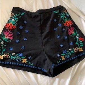 Embroidered flower pants